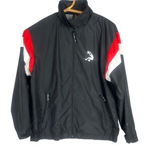 Shaq Windbreaker Jacket Mens Medium Colorblock Full Zip Black Red White Retro